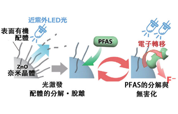 利用低毒性低成本的ZnO奈米晶光催化特性，輕鬆降解有機氟化合物PFAS